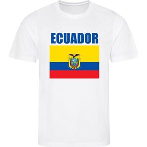 WK - Ecuador - T-shirt Wit - Voetbalshirt - Maat: 158/164 (XL) - 12 - 13 jaar - Landen shirts