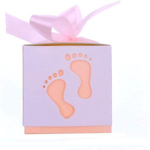 50 x roze voetafdruk gastgeschenk snoepdoosjes voor baby meisjes verjaardag doop pasgeborenen babyshower kinderfeest