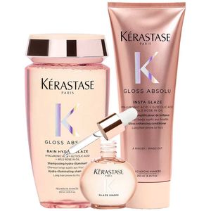 Kérastase - Gloss Absolu Shampoo + Conditioner + Haarolie - Set voor Lang en Pluizig Haar