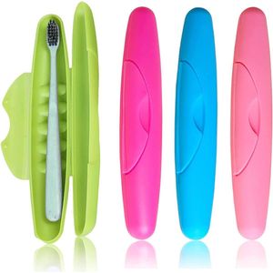 Allecto Plus - Tandenborstel hoes opbergetui draagbare kunststof houder opslag reistandenborstels - vakantie, camping, outdoor - 4 stuks