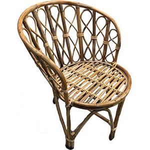 Stoel  - rieten fauteuil - rotan Goa  - naturelkleur - relaxte zitting  -  H73cm