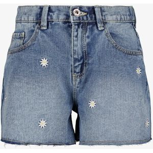 TwoDay meisjes denim short met madeliefjes - Blauw - Maat 164