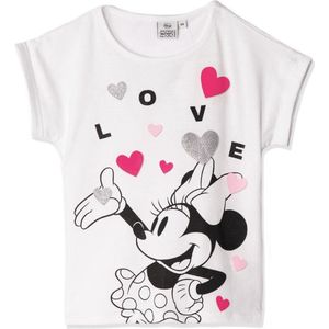 Disney Minnie Mouse T-shirt - LOVE - wit - maat 110/116 (6 jaar)