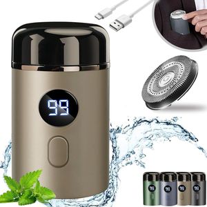 Scheerapparaat - Scheerapparaat mannen - Mini Elektrische Scheerapparaat Draagbaar – 3D Dubbele Scheerfolie – Waterdicht – LED Display – USB Snelladen – Laag Geluid – Champagne Goud(Eén vervangingsmes)