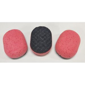 Rojafit Massagespons - Exclusief - Voordeelset 3 Stuks - Rood/Zwart - Afmeting: 13.5 cm x 9 cm x 4.5 cm.
