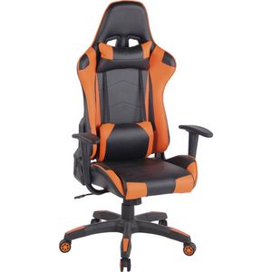 Bureaustoel - Game stoel - In hoogte verstelbaar - Kunstleer - Oranje/zwart - 65x47x138 cm