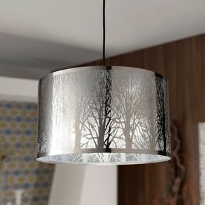 INSPIRE - Hanglamp FOREST - Hanglamp naturel - 3 lampen - 3 x E27 60W - Ø40 cm x H. 23 cm - Verchroomd metaal - Glanzend