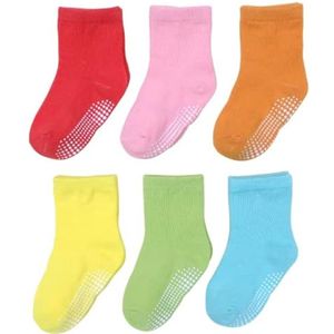 6 paar comfortabele, warme, antislip sokken met antislipstrips voor baby- en peuterjongens, geschikt voor 0-12 maanden