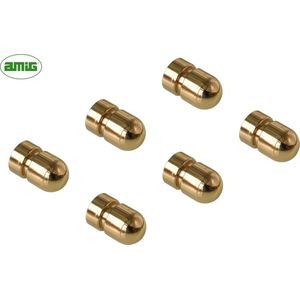 AMIG Meubelknop Kastknop – 6 stuks – rond Ø18mm – 30mm hoog – Messing