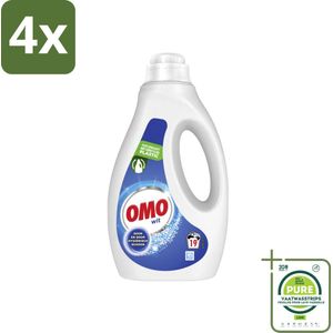 OMO – Vloeibaar Wasmiddel – Wit – 19 Wasbeurten – 950 ml - Voordeelverpakking - 4 stuks - Wasmiddel wit - Vlekken verwijderen