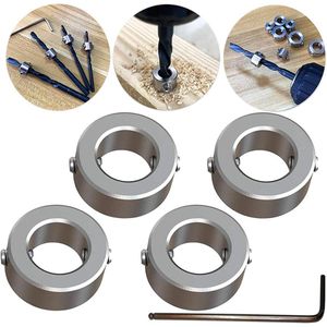 Diepte Stop Kraag Ring Positioner Afstand Positioner Locator (ID: 12mm 4st) voor Houtbewerking Boor Bit Consistent Boren met Inbussleutel