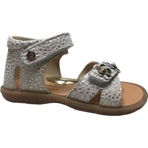 Naturino - mt 22 - velcro gouden bloempjes lederen sandalen - Monk - wit goud