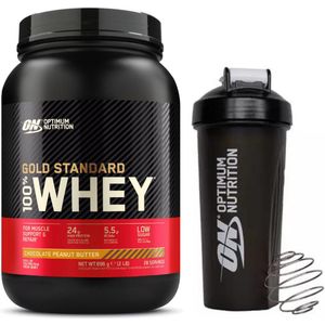 Optimum Nutrition Gold Standard 100% Whey Protein Bundel - Chocolate Peanut Butter Proteine Poeder + ON Shakebeker - 900 gram (28 servings)