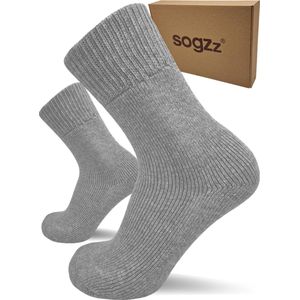 Wollen Thermo Sokken - Scheerwol - Warme Diabetes Sokken - Licht Grijs - Set Van 2 Paar - Maat 43/46