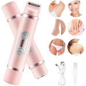 2 in 1 Ladyshave voor Vrouwen - Scheerapparaat Vrouw - Bikinitrimmer Dames - Mini haarverwijderaar voor nat en droog haar - Trimmer voor Vrouwen & Dames - Roze