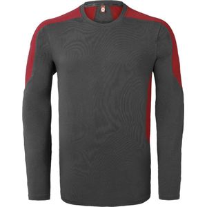 HAVEP T-shirt lange mouw Bicolor 10073 - Charcoal/Rood - 3XL
