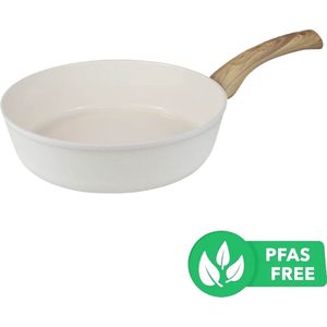 BY C&P© Go Ivory Hapjespan 24 cm - Inductie - PFAS vrij - Vaatwasser geschikt - Creme - Wit