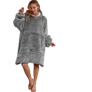 Cuddle Hoodie - Plaid met mouwen - Fleece Deken - Hoodie deken - Hoodie - Grijs