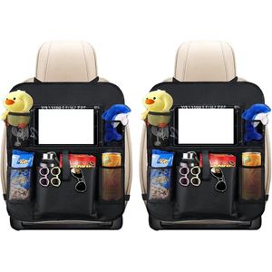 SNQ 2-stuks Autorugleuningbeschermer - Groot Vak, iPad/Tablet Compartiment - Waterdichte Autostoelbeschermer - Kick Pad Protector (61X41cm)