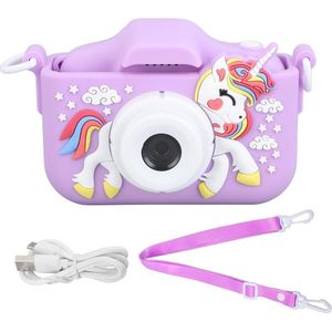 Kids Selfie Camera Leuke Dual Lens Kids Camera voor Peuterfotografie Video-opname Gaming Muziek Speelgoed - Paars .