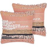 DEUTZIA - Sierkussen set van 2 - Oranje - 45 x 45 cm - Katoen