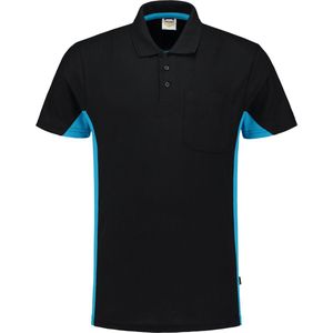 Tricorp 202002 Poloshirt Bicolor Borstzak - Zwart/Turquoise - 8XL