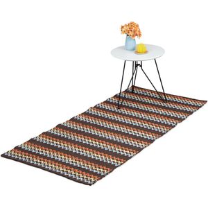 Relaxdays vloerkleed - boho-stijl - tapijt - zigzag - handgeweven - chill mat - katoen - 70 x 140 cm