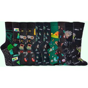 Damessokken pakket 36-41 | 10 paar! | Grappige sokken | Vrolijke sokken | Happy socks printjes| Thema: Wetenschap | drukvrije teennaden | ademend katoen