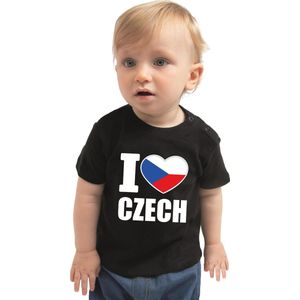 I love Czech baby shirt zwart jongens en meisjes - Kraamcadeau - Babykleding - Tsjechie landen t-shirt 68