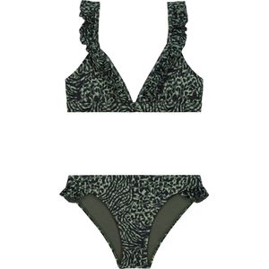 Shiwi Bikini set BELLA FIXED TRIANGLE SET RUFFLE - forest green mixed animal - 110/116