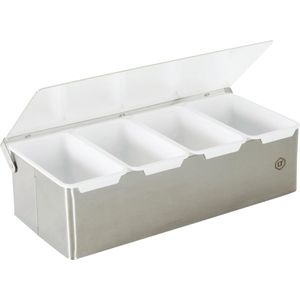 Kruidenpotje met 4 vakken - Roestvrij staal - Praktische standaard en dispenser voor specerijen en ingrediënten
