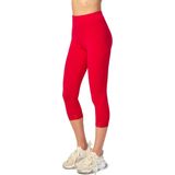 Merry Style MS-MS10-224-LE Dames Capri Leggings met Kant - Sport - Vrijetijdsbroek - 3/4 Lengte - Katoen - Rood - XS