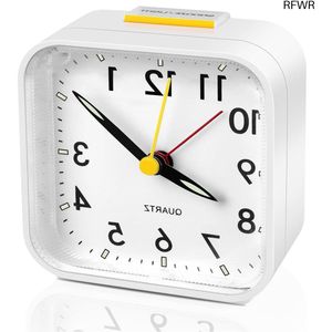 RFWR® Stille Analoog Wekker met Alarm en Nachtlampje - Draagbare Reiswekker zonder Tikken voor Slaapkamer en Kantoor