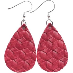 Oorhangers - dames oorbellen - rood - lederlook druppel - cadeau voor vrouw - Liefs Jade