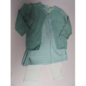 Ensemble - Meisje - Jurk + legging + gilet - groen - 1 jaar 80