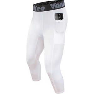 Compressiebroek 3/4 voor Heren - Sportlegging met Zakken - Sneldrogend Fitness Panty voor Basketbal, Voetbal en Yoga