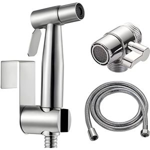 Handheld Bidet Toilet Kraan Sprayer Warm Water Bidet, Roestvrij Staal Douche Bijlage voor Badkamerwastafel of Toilet - Zilver