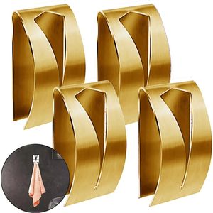 Handdoekhaakjes - set 4 stuks - RVS - Handdoekhaak Zelfklevend - Handdoekhouder Badkamer-Keuken - goud