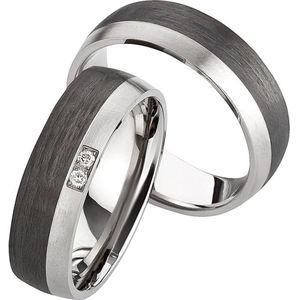 Strakke carbon ringen met titanium 2 briljanten