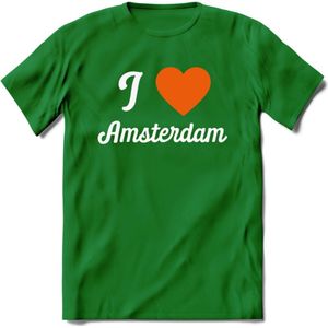 I Love Amsterdam T-Shirt | Souvenirs Holland Kleding | Dames / Heren / Unisex Koningsdag shirt | Grappig Nederland Fiets Land Cadeau | - Donker Groen - 3XL