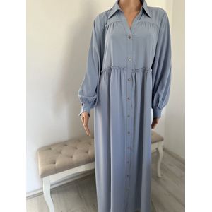 Losvallende blousejurk dames- oversized jurk- blauwe jurk dames– elegant en luchtig voor elke gelegenheid- trendy losse pasvorm maxi jurk-dames jurk –modieus en comfortabel-casual & elegante losvallende jurk– Maat XL- dames jurk lang- maxi dames jurk