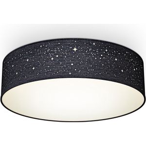 B.K.Licht - Decoratieve Plafondlamp - sterrenhemel effect - kinderkamer lamp - plafonnière - zwart - ronde - Ø38cm - met 2x E27 fitting - excl. lichtbron