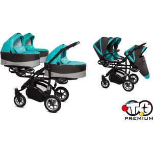 TRIPPY kinderwagen - triplets - 3 zits buggy 2 in 1 (levertijd 3 á 4 weken) 11 tropic green
