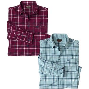 ATLAS FOR MEN - Set van 2 geruite overhemden van flanel - Heren - Verkrijgbaar in grote maten - XL