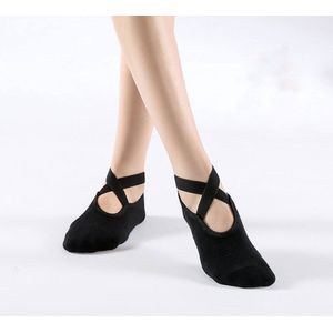 Dames Stretch Anti-Slip Yoga Sokken - Katoen + PVC, voor Pilates, Barre en Fitness, Geschikt voor Maat 36-40 - Zwart