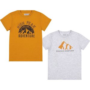 Koko Noko Jongens T-shirts Duo pack Geel/Grijs maat 128