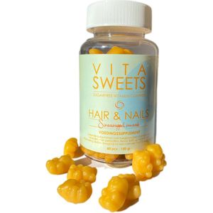 Hair & Nails Sinaasappelsmaak - Vitamine gummies - Vegan - Haar vitamines - Nagel vitamines - Biotine - Suikervrij - goed voor 1 maand