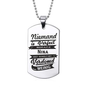 Niemand Is Perfect - Nina - RVS Ketting