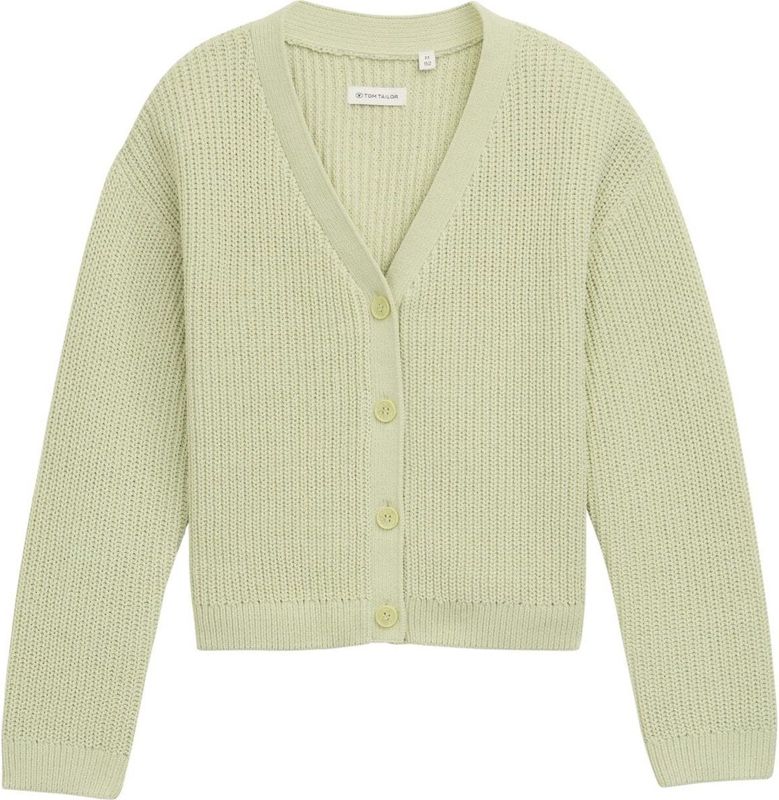 Tom Tailor - Vest - Seed green - Met V-hals en Knoopsluiting