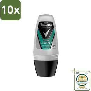 10 x Rexona Men - Sensitive - Deo Roll-on - Anti-transpirant - 50 ml - Grootverpakking - Gevoelige Huid - Anti-transpirant - Deodorant - Rexona Men Sensitive - Geur